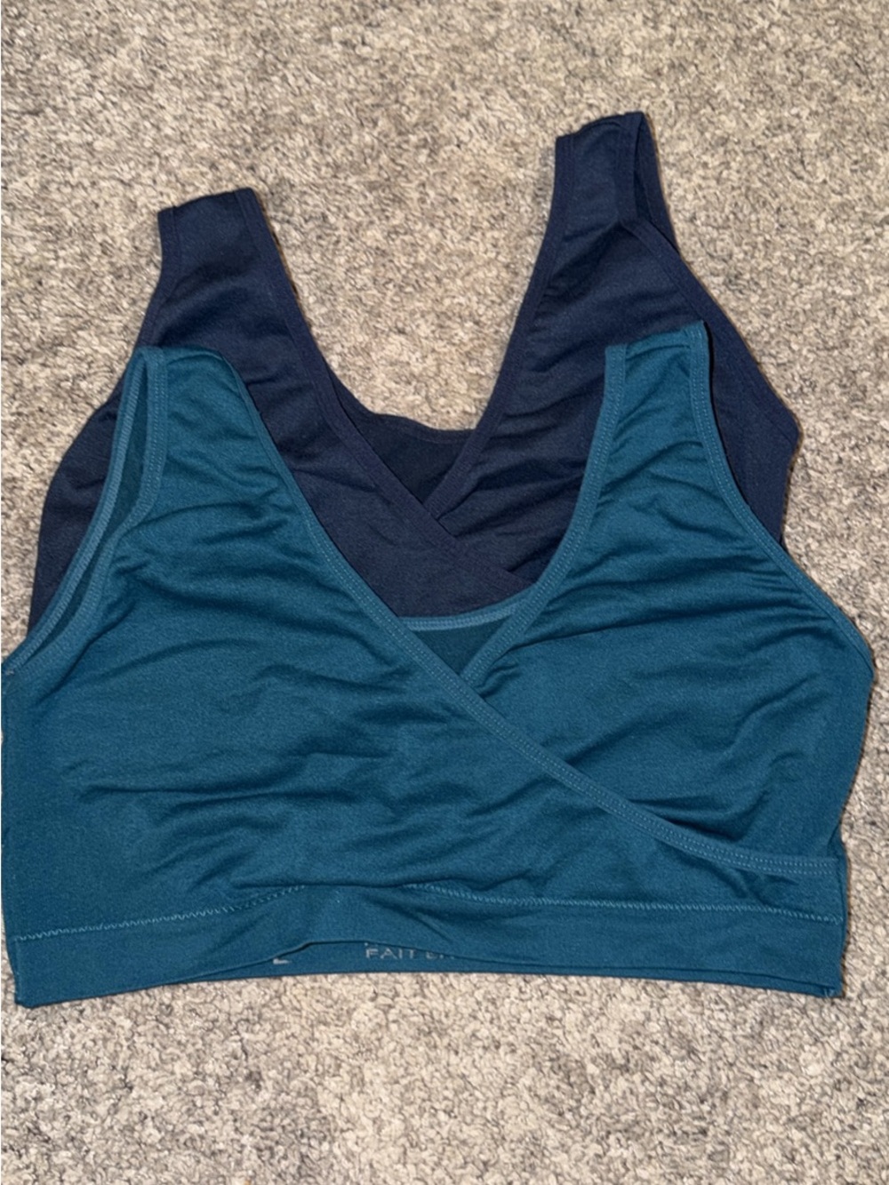 Cross-Front Comfort Nursing Bra -Teal & Navy